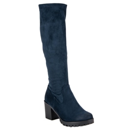 Botas de camurça de salto alto VINCEZA multicolorido azul 1