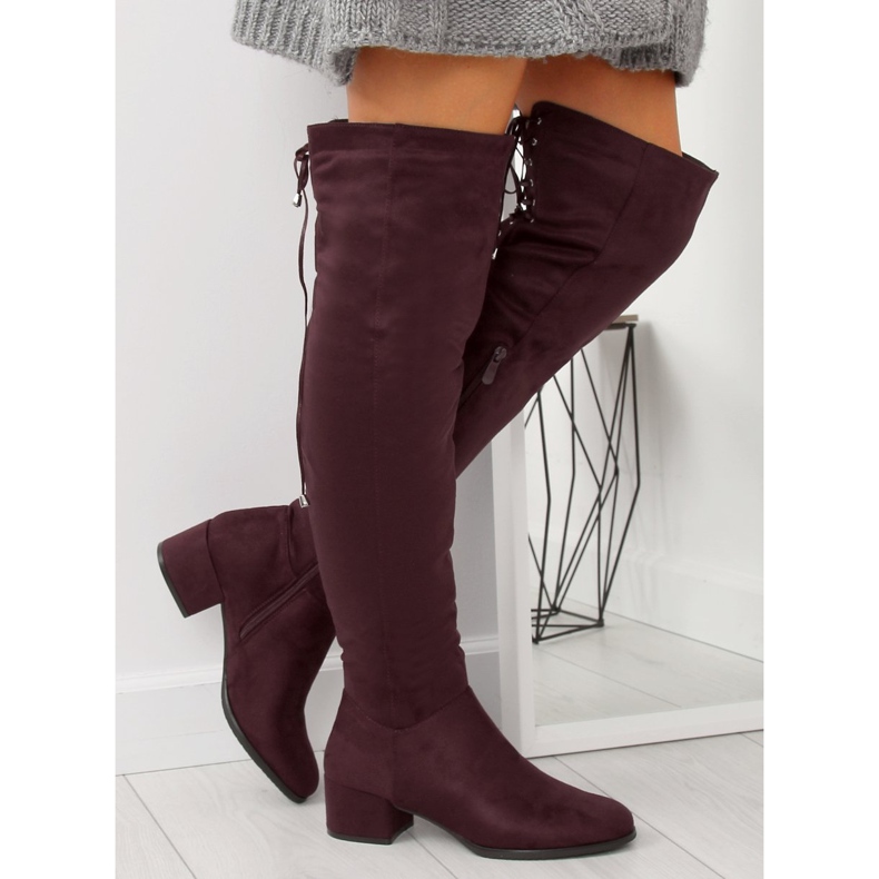 Botas acima do joelho BH129-HB Vinho Borgonha multicolorido vermelho 2