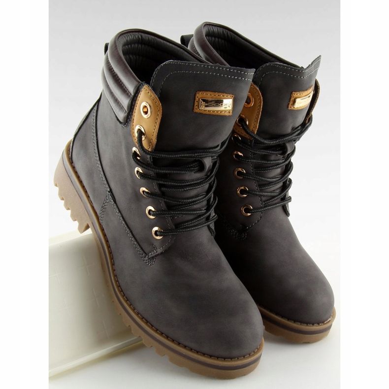Botas femininas de madeira cinza escuro GD-ZN27 Darkgrey 2
