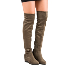 Super Me Botas de cunha alta verde 2