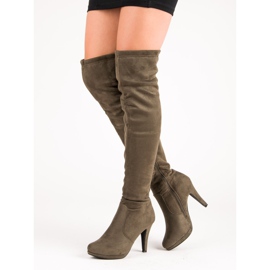 Super Me Botas de camurça com salto alto multicolorido verde 2