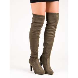 Super Me Botas de camurça com salto alto multicolorido verde 1