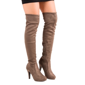 Super Me Botas de camurça com salto alto castanho 2