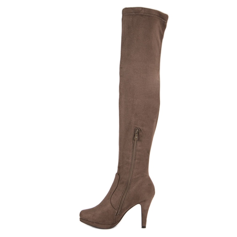 Super Me Botas de camurça com salto alto marrom 1