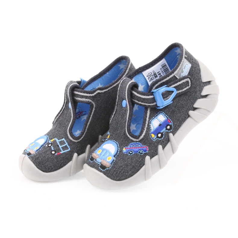 Chinelos infantis Befado 110P341 cinza azul 3