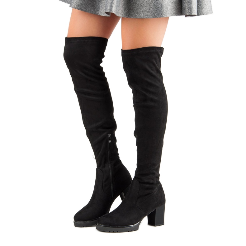 Botas plataforma de camurça preto 1