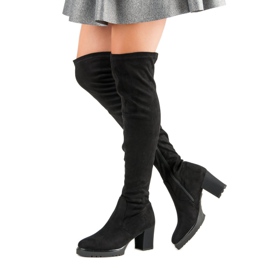 Botas plataforma de camurça preto 2