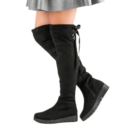 Filippo Botas com plataforma de camurça preto 2 Filippo Botas com plataforma de camurça preto 2