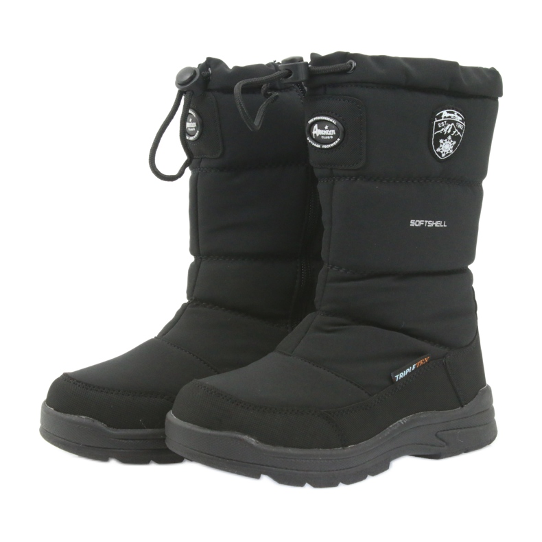 American Club Botas de neve americanas 801SB pretas com membrana preto 3