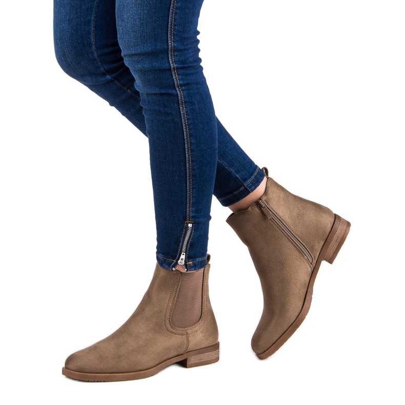 Botas de camurça chelsea castanho 2