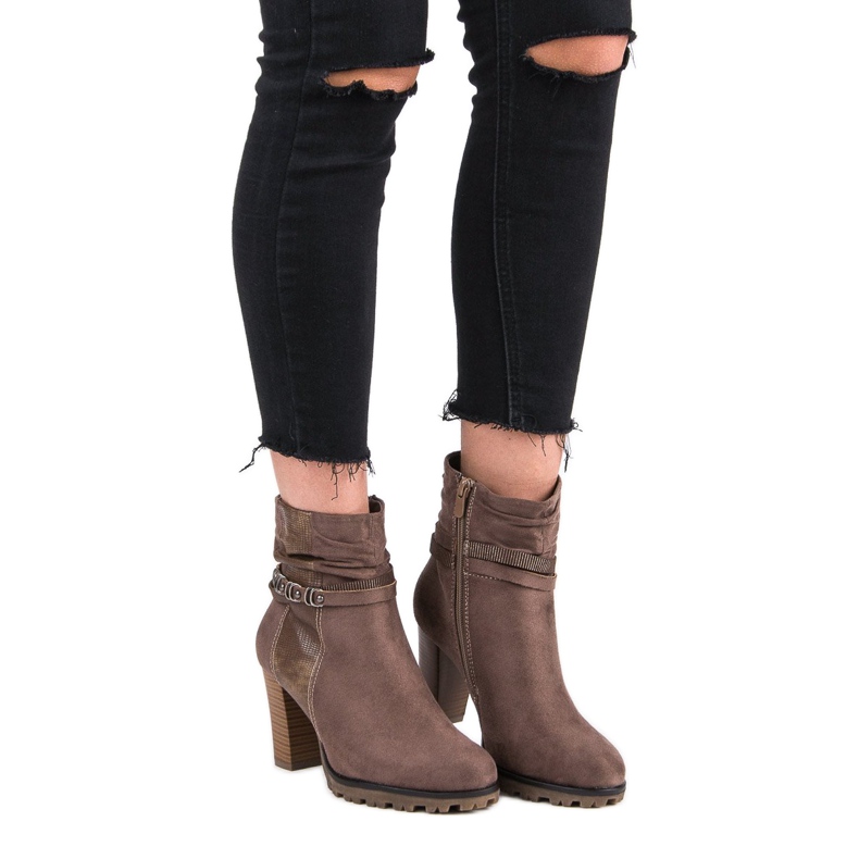 Super Mode Botas estilosas no poste marrom 1