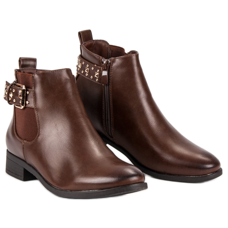 Queen Vivi Botas marrons Chelsea com strass castanho 1
