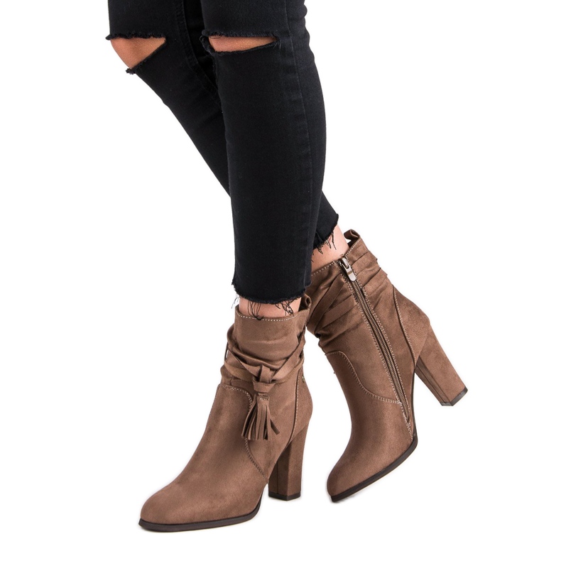 Super Mode Botas elegantes no poste castanho 2