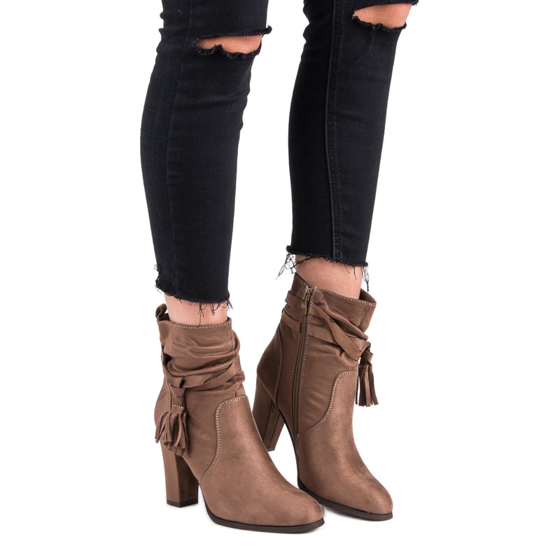 Super Mode Botas elegantes no poste marrom 1