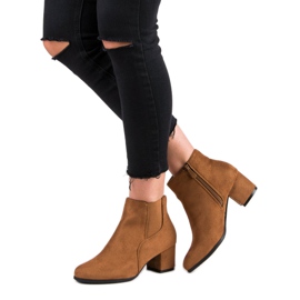 Nio Nio Botas de camurça do Chelsea com salto alto marrom 2