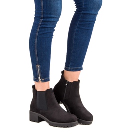 Ideal Shoes Botas pretas Chelsea de salto baixo preto 1