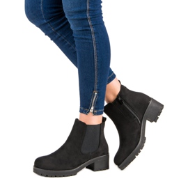 Ideal Shoes Botas pretas Chelsea de salto baixo preto 2