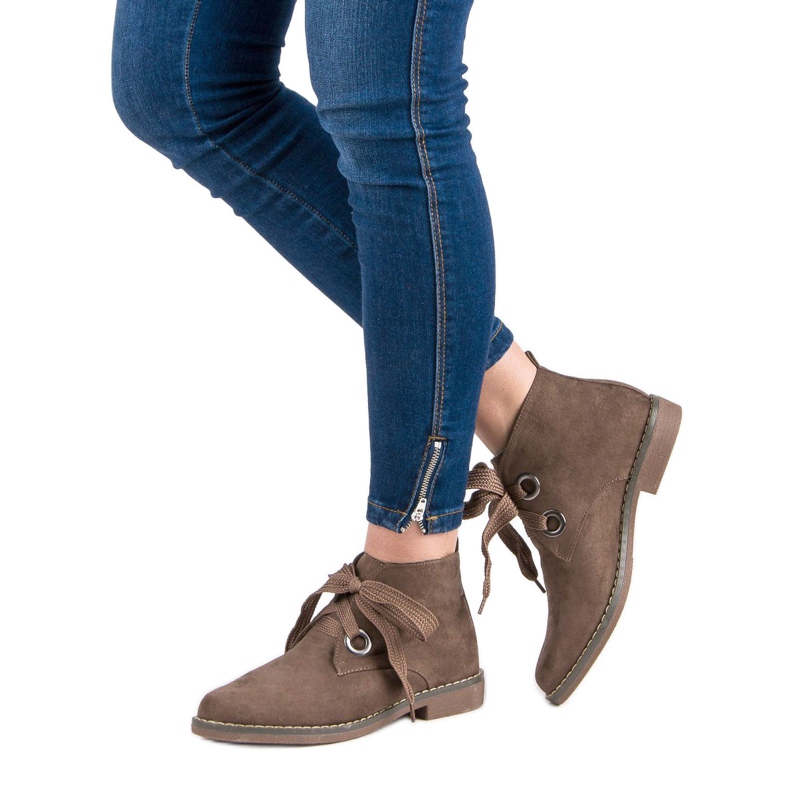 Super Mode Botas de camurça atadas marrom 2