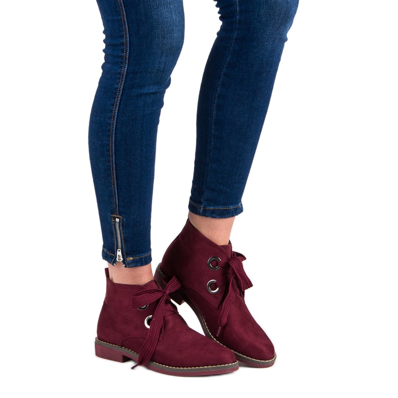 Super Mode Botas de camurça com atacadores vermelho 1