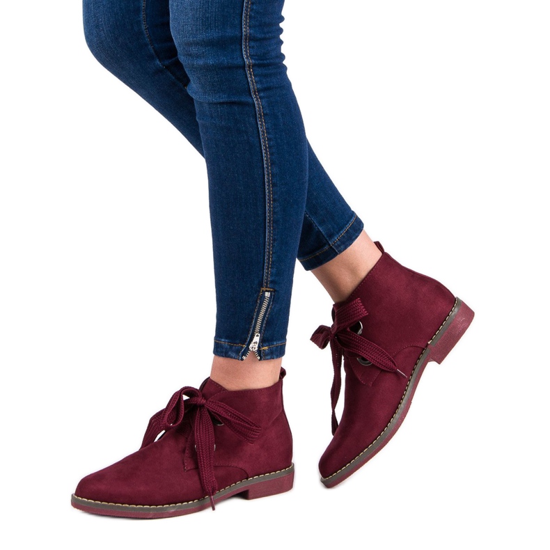 Super Mode Botas de camurça com atacadores vermelho 2