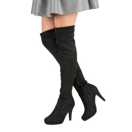 Super Me Botas de camurça com salto alto preto 2 Super Me Botas de camurça com salto alto preto 2
