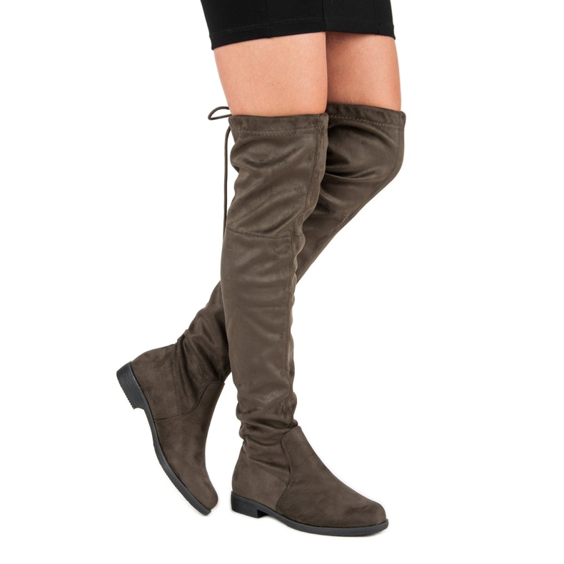 Kayla Botas acima do joelho com salto plano verde 1 Kayla Botas acima do joelho com salto plano verde 1