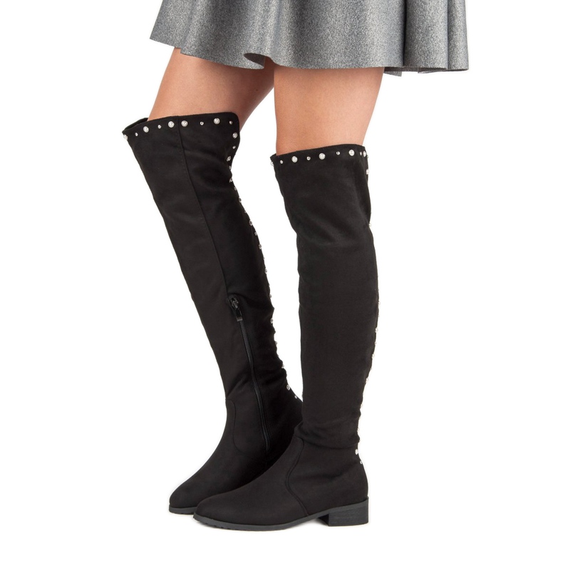 Cm Paris Botas de cano alto com miçangas preto 2