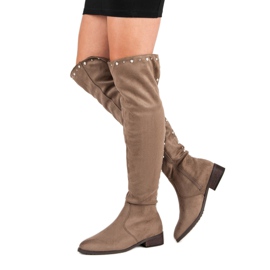 Cm Paris Botas de cano alto com miçangas marrom 1