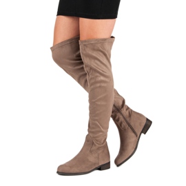 Cm Paris Botas clássicas de camurça na coxa castanho 1