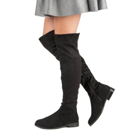 Super Me Botas acima do joelho com salto baixo preto 1 Super Me Botas acima do joelho com salto baixo preto 1