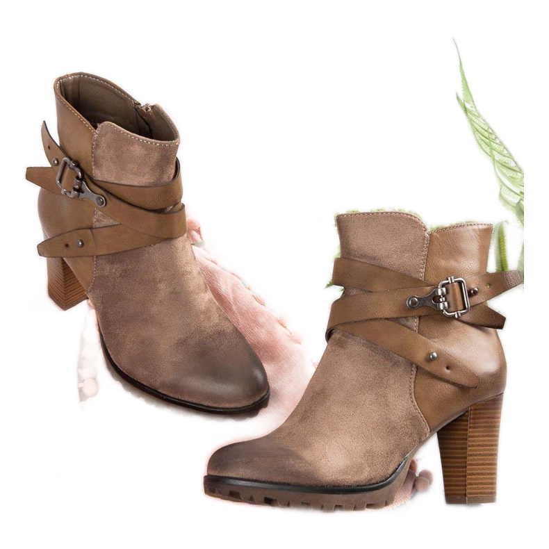 Super Mode Botas estilosas no poste marrom 1