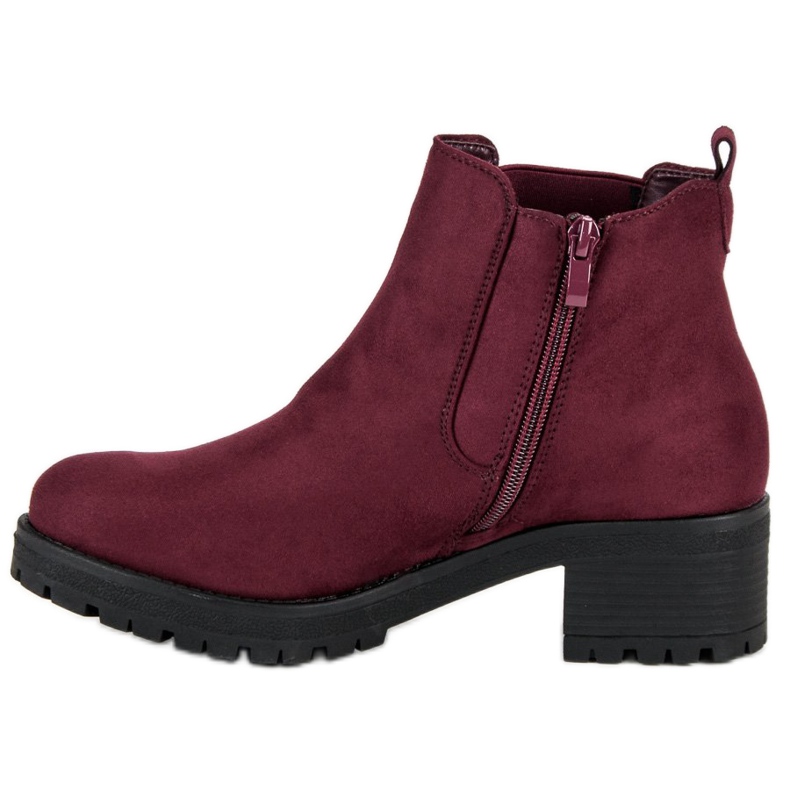 Ideal Shoes Botas Maroon Chelsea com salto alto vermelho 1