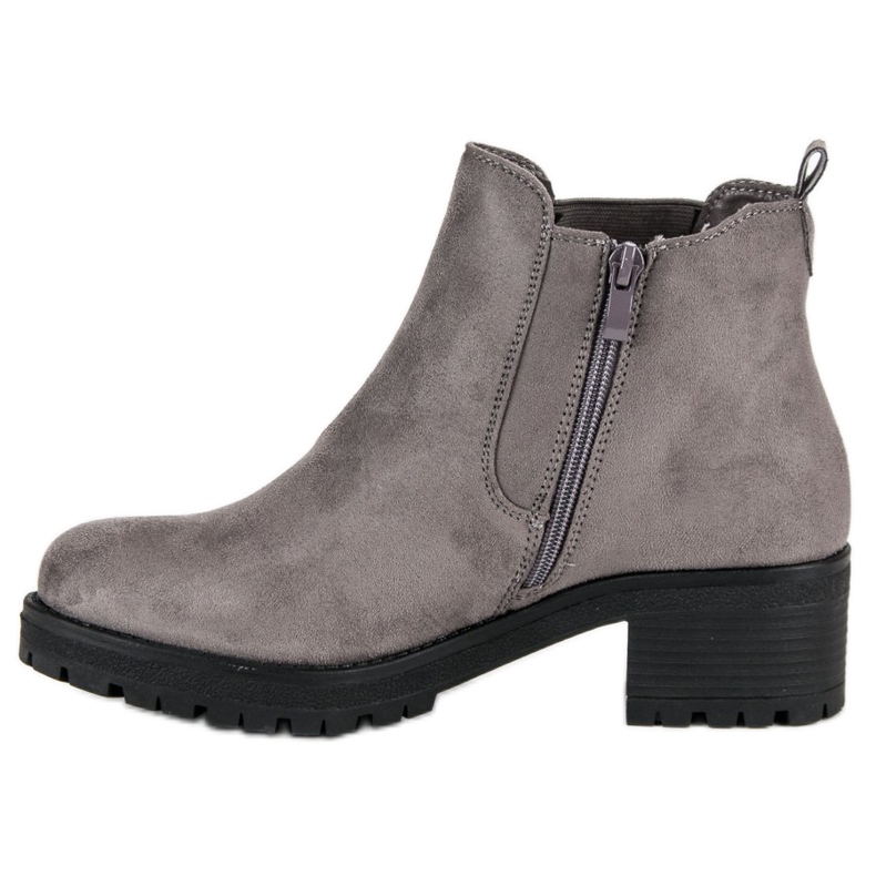 Ideal Shoes Botas cinza Chelsea com salto plano 1