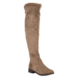 Cm Paris Botas acima do joelho com pele castanho 1