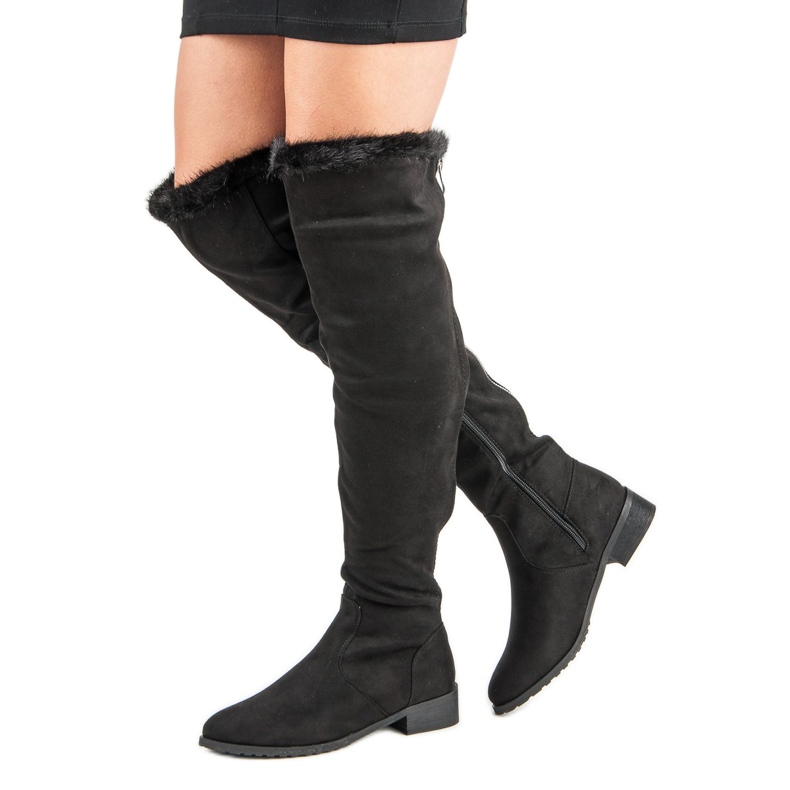 Cm Paris Botas acima do joelho com pele preto 2 Cm Paris Botas acima do joelho com pele preto 2