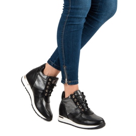 J. Star Tênis esportivos de cunha preto 1