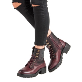 Ideal Shoes Trabalhadores atados na plataforma multicolorido vermelho 2