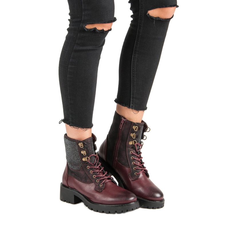 Ideal Shoes Trabalhadores atados na plataforma multicolorido vermelho 1