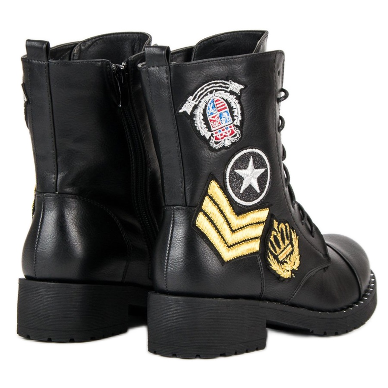 Diamantique Botas militares pretas preto 2