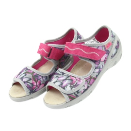 Sapato infantil Befado, sandálias, palmilha de couro 433X029 tolet cinza rosa 4