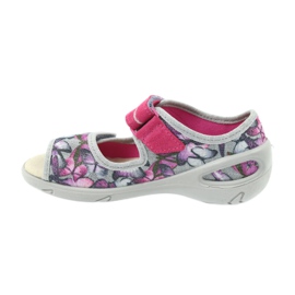 Sapato infantil Befado, sandálias, palmilha de couro 433X029 tolet cinza rosa 2