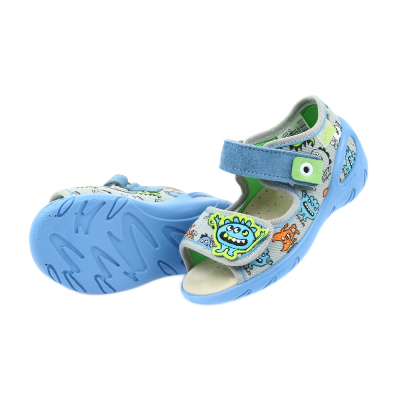 Sapatos infantis Befado pu 433P031 chinelos azul cinza 5