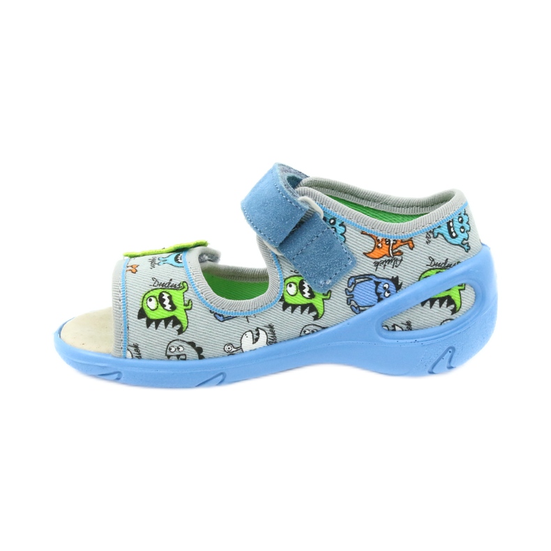 Sapatos infantis Befado pu 433P031 chinelos azul cinza 2