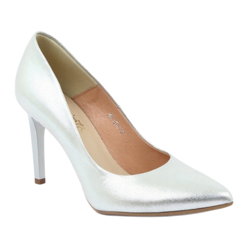 Espinto Bombas de couro feminino prateado metálico 456/166 prata 1