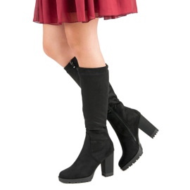 Super Mode Botas com plataforma de camurça preto 2