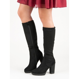 Super Mode Botas com plataforma de camurça preto 1