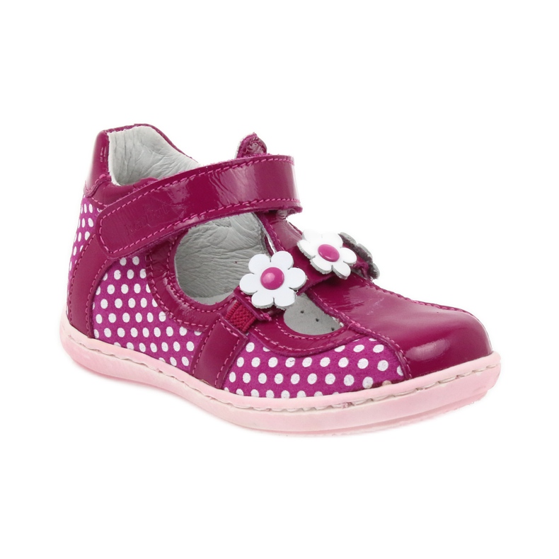 Bailarinas de bolinhas com flores Ren But 267 rosa branco 1