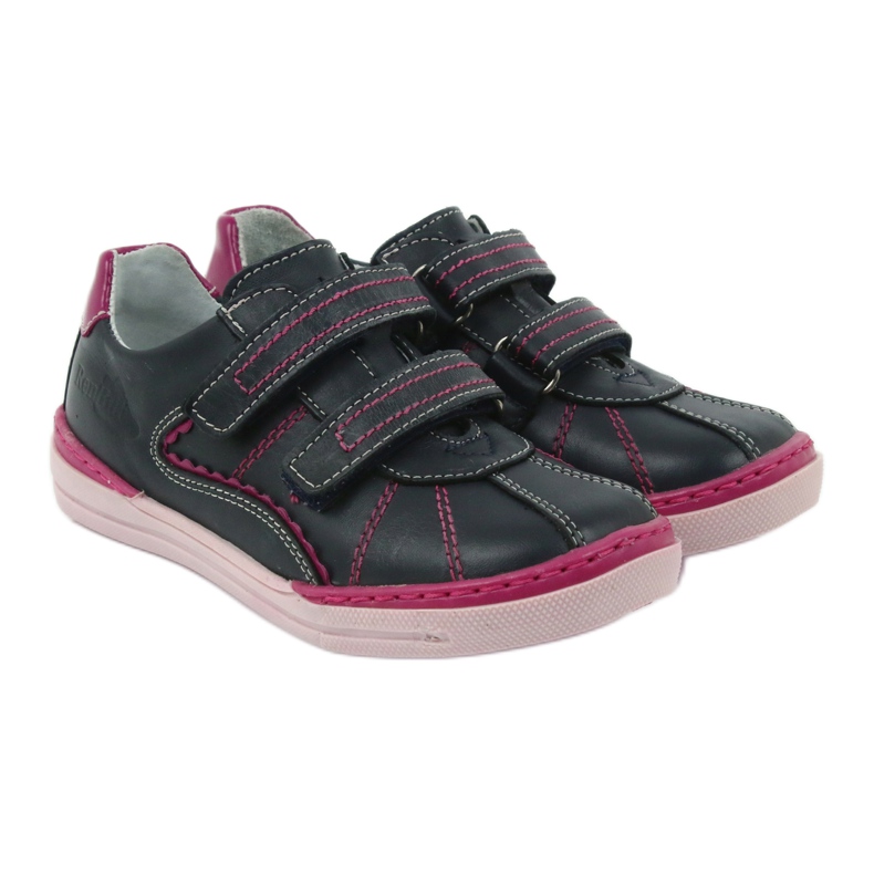 Calçado infantil Brogues Ren But 3193 azul marinho multicolorido rosa 3