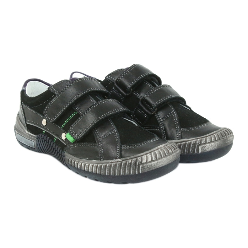 Sapatos masculinos Bartek 55287 pretos cinza verde 4