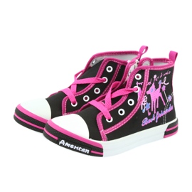 American Club Sapatilhas infantis pretas com zíper American TEN13 preto azul rosa 3